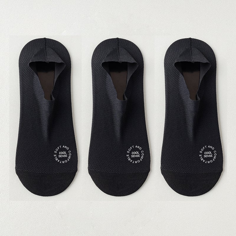 No-Show Anti-Slip Socks 3-Pack – Breathable Combed Cotton, Silicone Grips