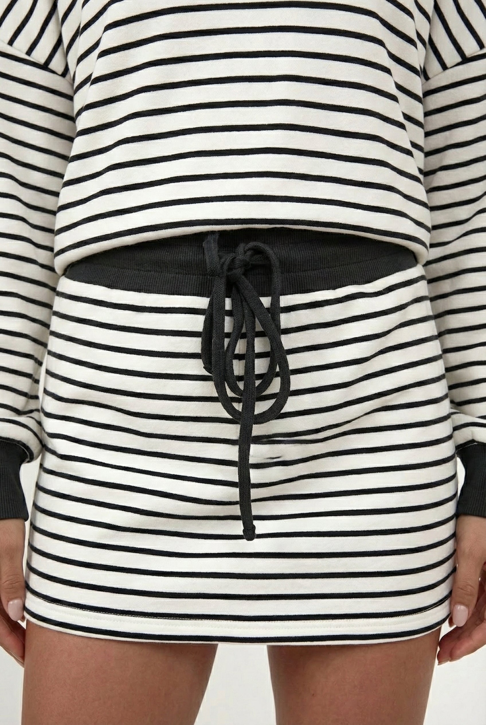 Striped Polo Skort Set – Collared Top & Built-in Shorts